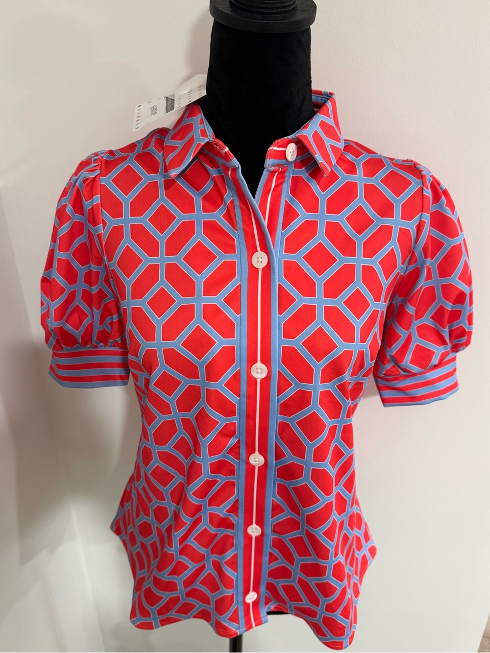 NWT‼️Gretchen Scott “Lucy in the Sky” Puff Sleeve Blouse - Shrimp XXS
